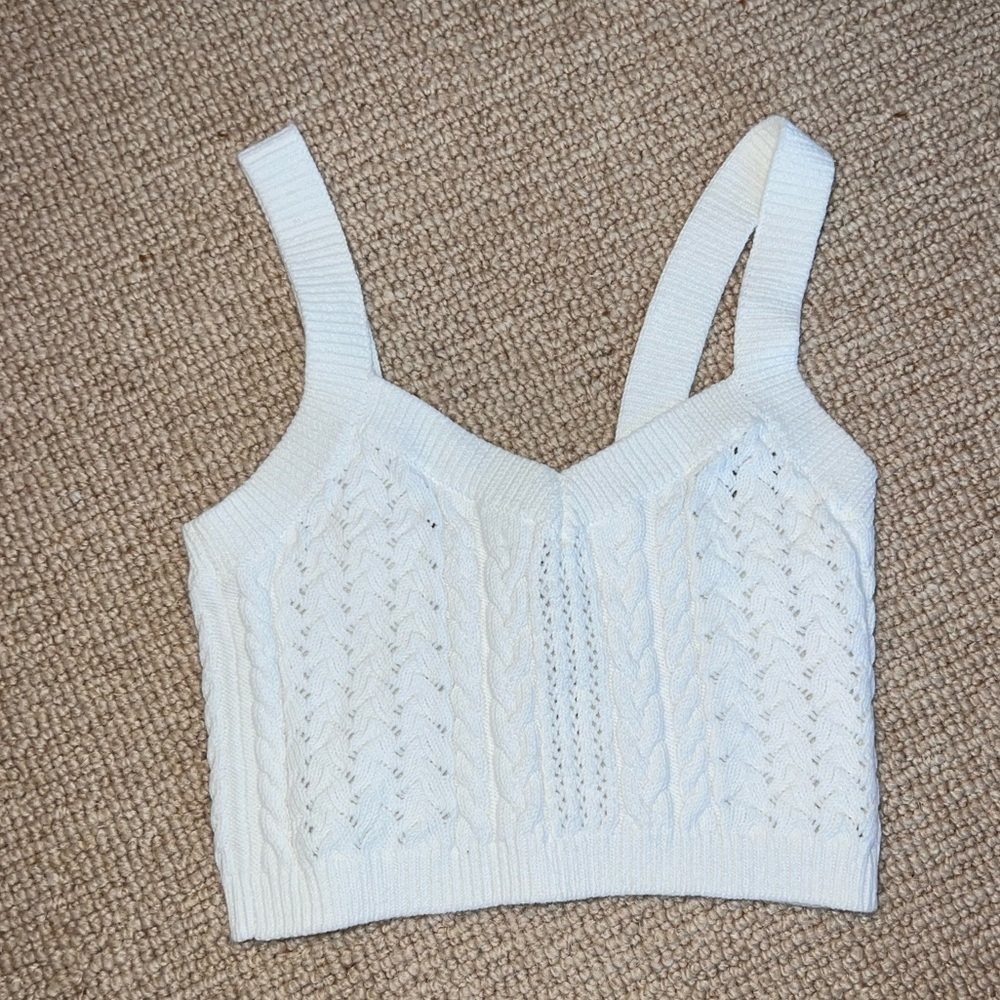 Intermix White Knit Cropped Tank